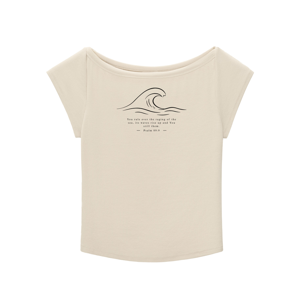 Stilled Wave Slim-Fit Wide Neck Top