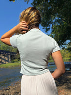Stilled Wave Slim-Fit Mock Neck Top