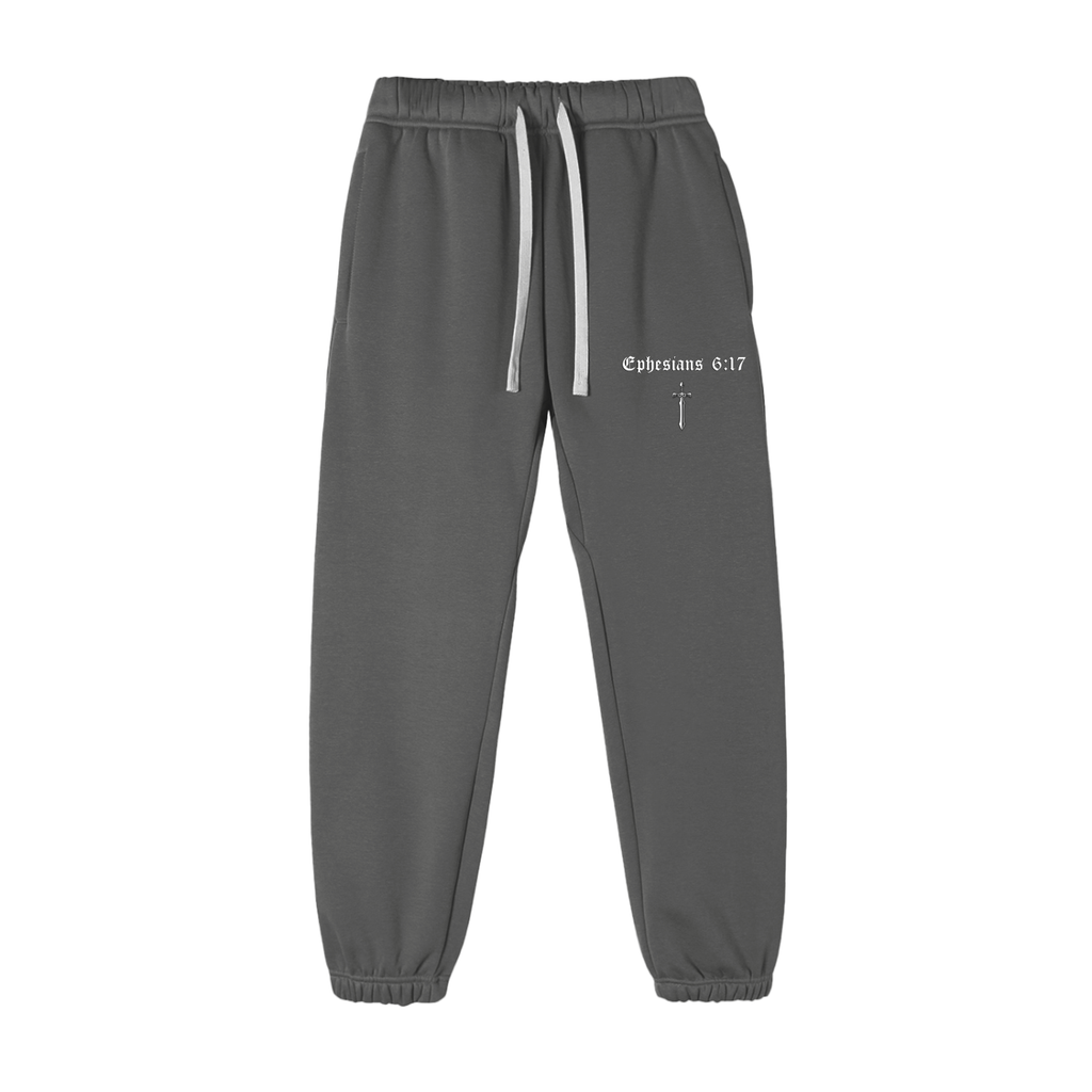Ephesians 6:17 Fleece Sweatpants (White Lettering)