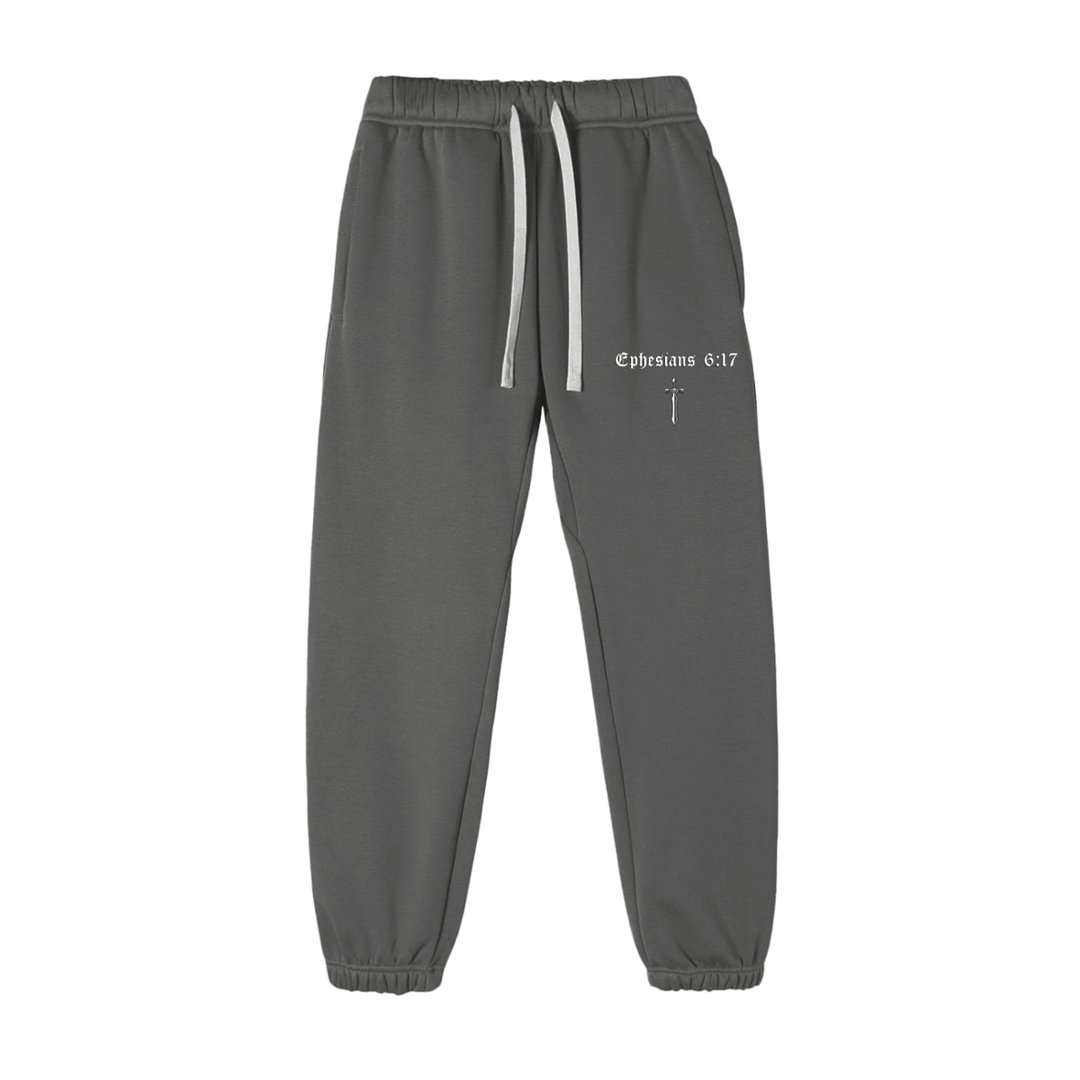 Ephesians 6:17 Fleece Sweatpants (White Lettering)