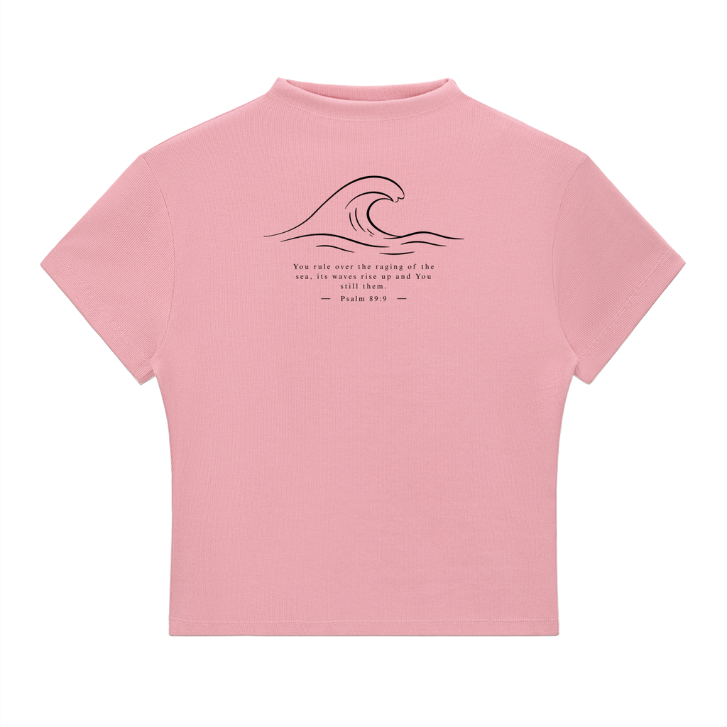 Stilled Wave Slim-Fit Mock Neck Top