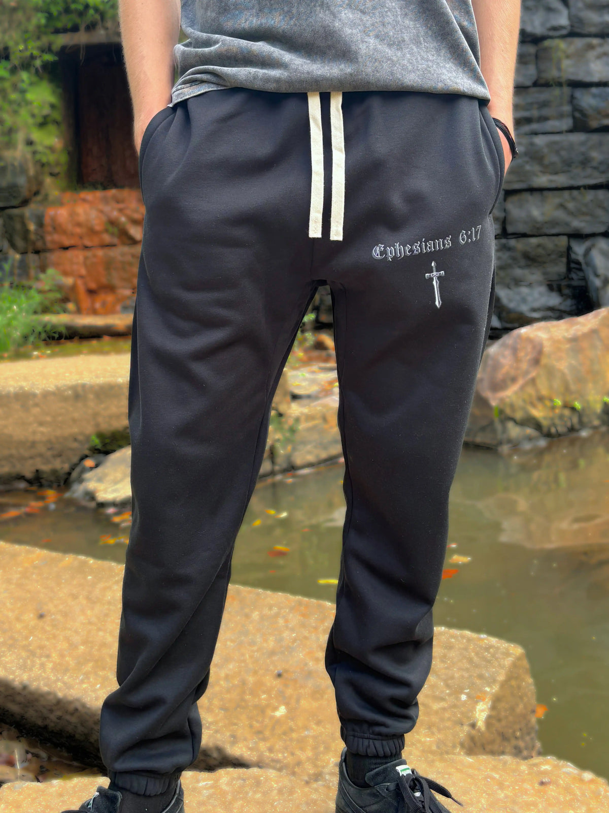 Ephesians 6:17 Fleece Sweatpants (Dark Lettering)