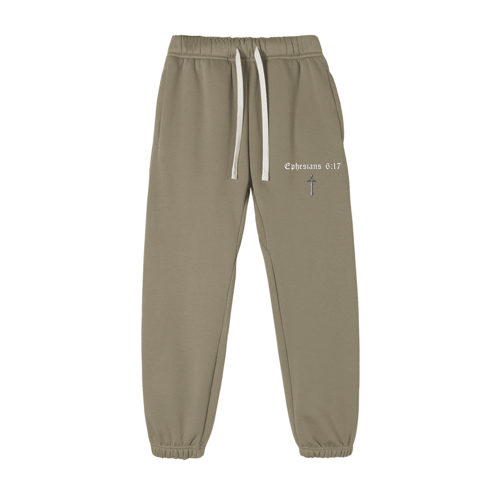 Ephesians 6:17 Fleece Sweatpants (White Lettering)