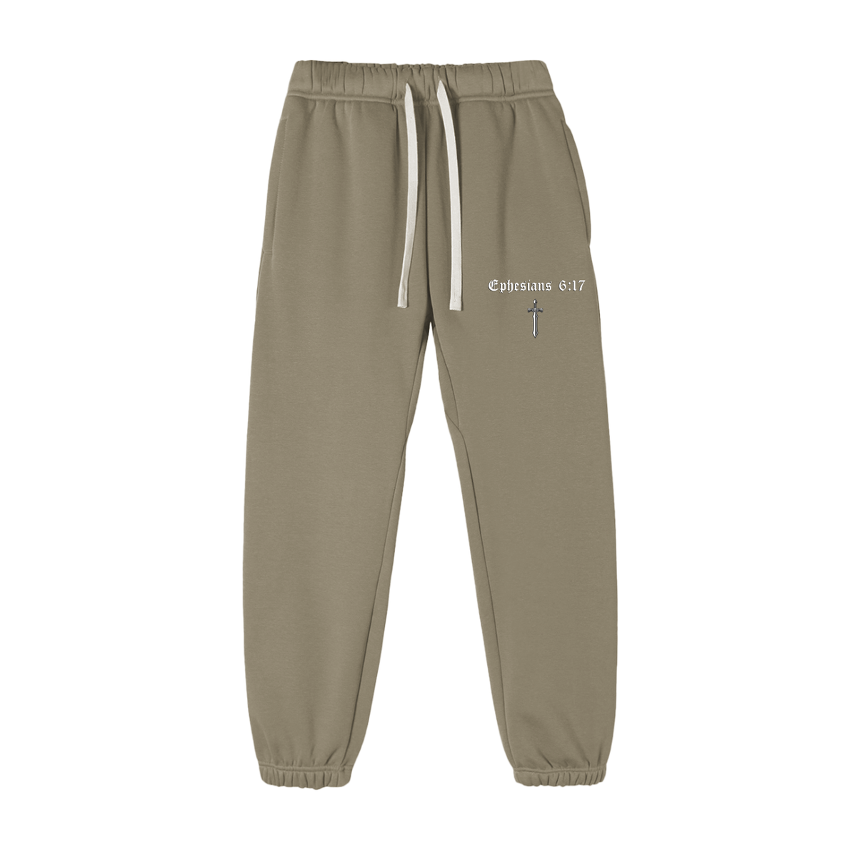 Ephesians 6:17 Fleece Sweatpants (White Lettering)