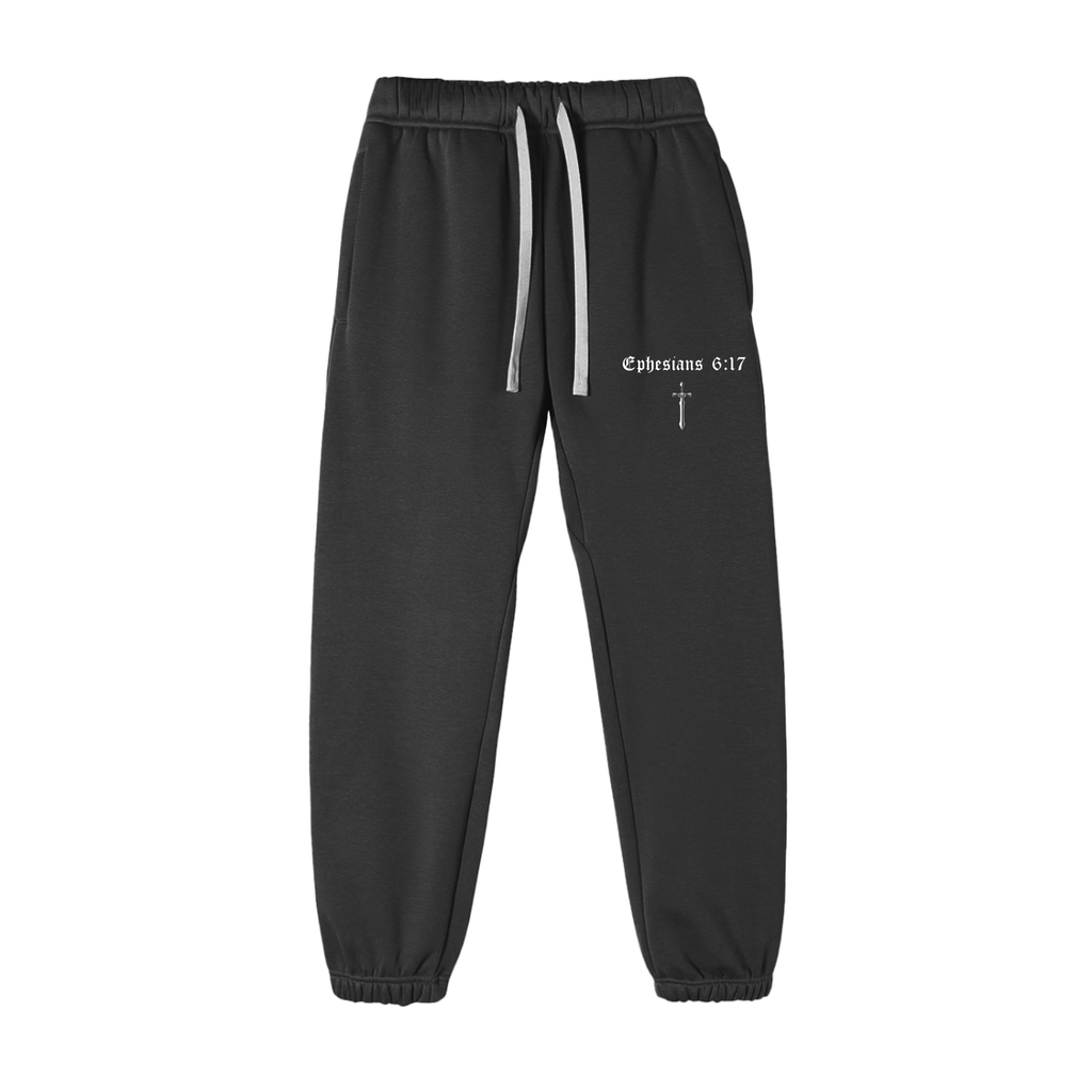 Ephesians 6:17 Fleece Sweatpants (White Lettering)