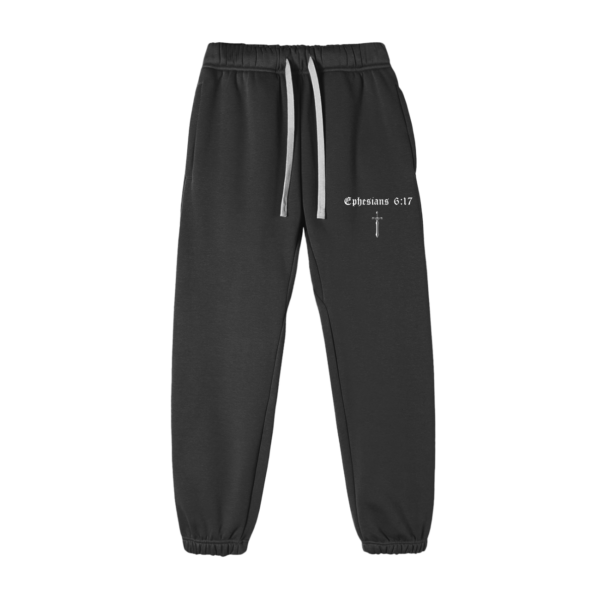 Ephesians 6:17 Fleece Sweatpants (White Lettering)