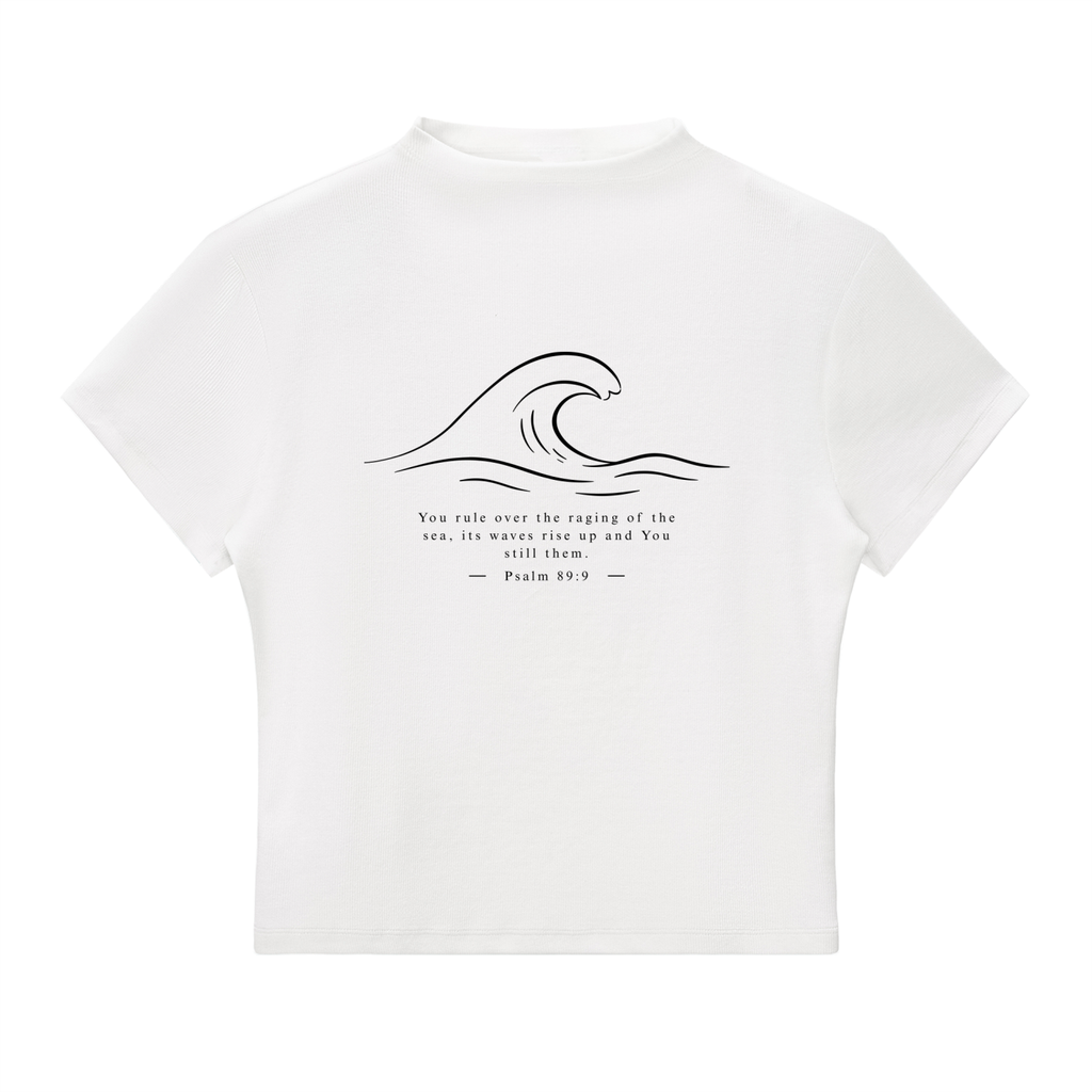 Stilled Wave Slim-Fit Mock Neck Top